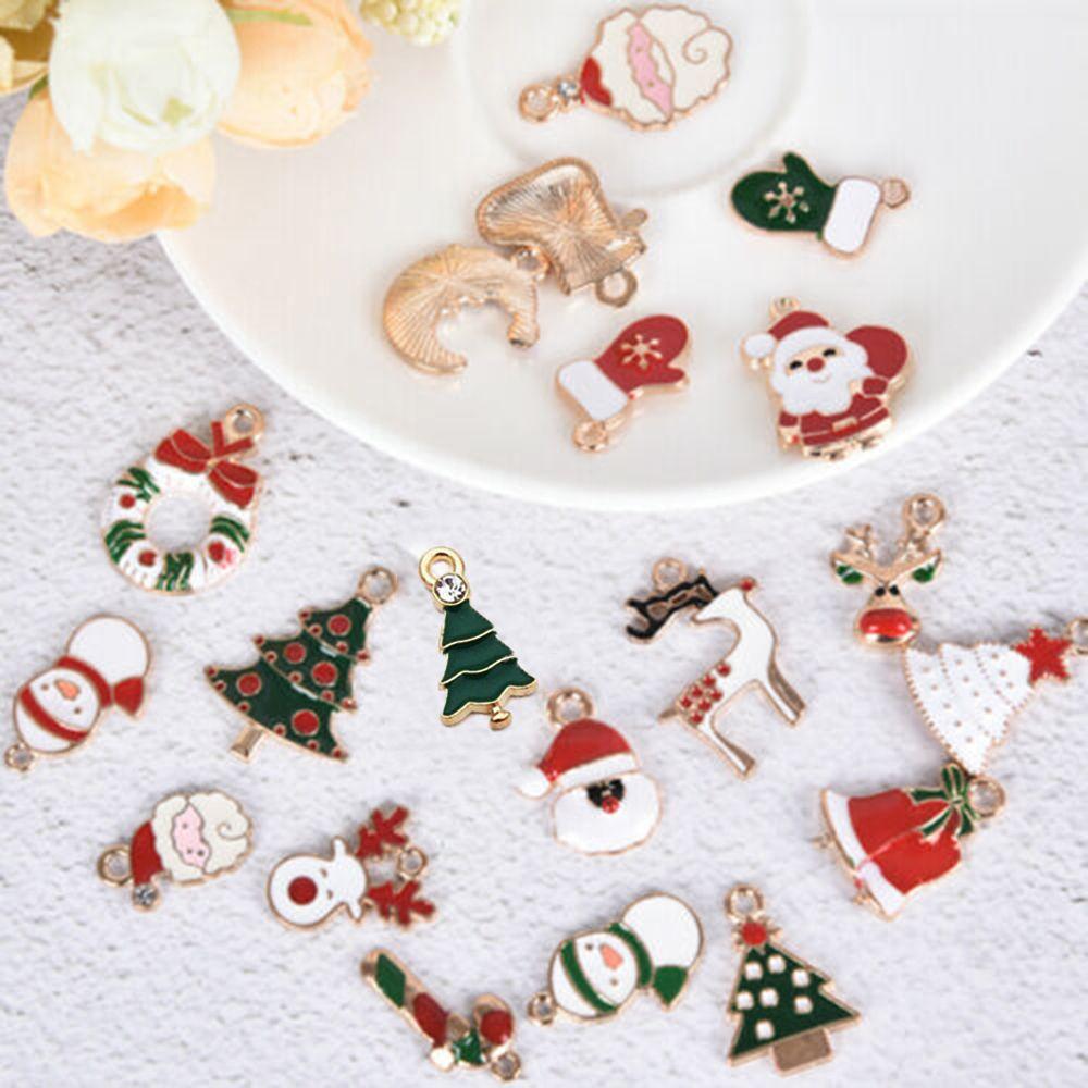 20Pcs/Set Enamel Alloy Mixed Christmas Charms Pendant Jewelry DIY Craft Making Supplies Fashion Jewelry Festive Party Supplies