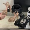 Fashion Eilyken New Fashion Narrow Band Crystal Diamonds Buckle Strap Women Sandals Summer Platform Open Toe High Heels Shoes