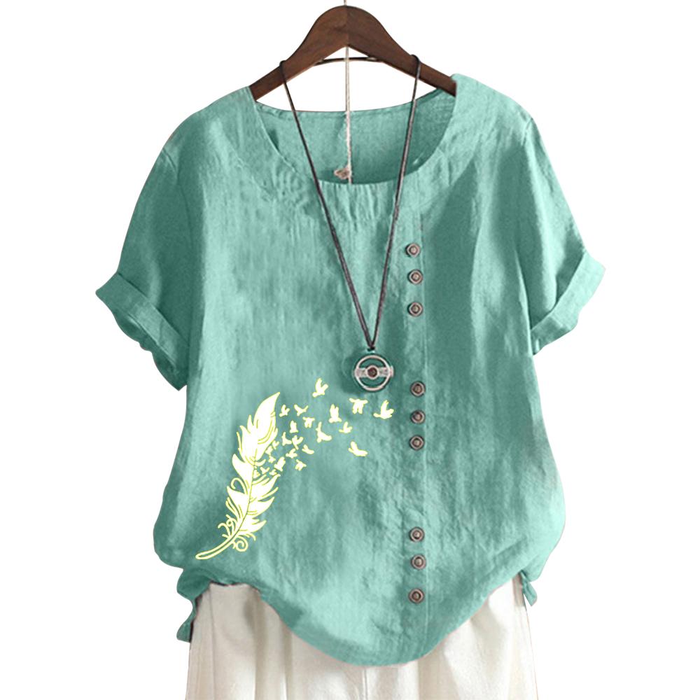 Модный женский хлопковый топ с короткими рукавами и 11 яркими цветочными узорами S белый — фото 5