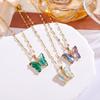 Iridescent Gradient Butterfly Necklace with Zirconia Rhinestones - Titanium Steel Clavicle Chain Pendant.