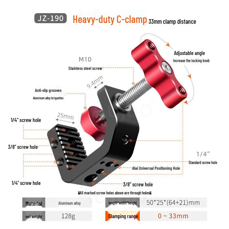 Heavy-Duty C-Clamp Phone Holder & Camera Ball Head Fixture