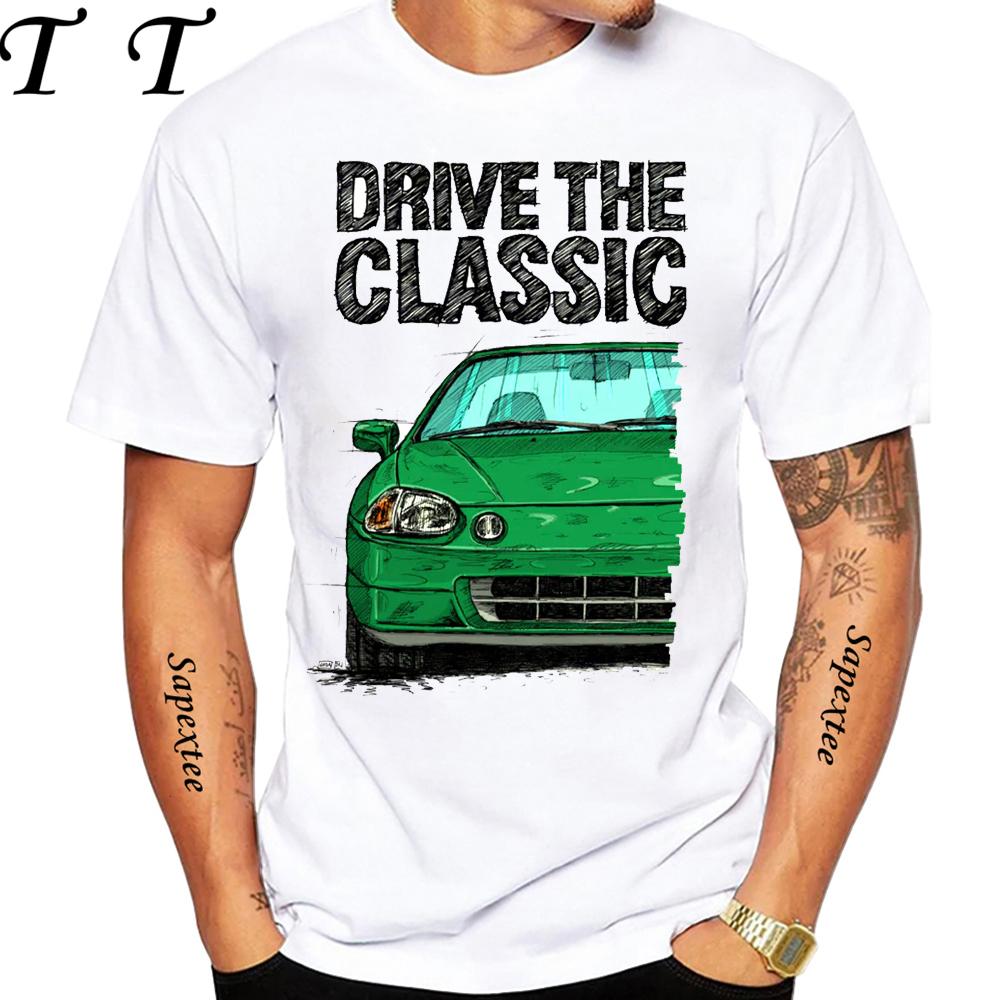 90's Men Short Sleeve Drive The Classic Del Sol CRX Early Model T-Shirt Boy Hip Hop White Casual Tees Retro Mans Sport Race Tops