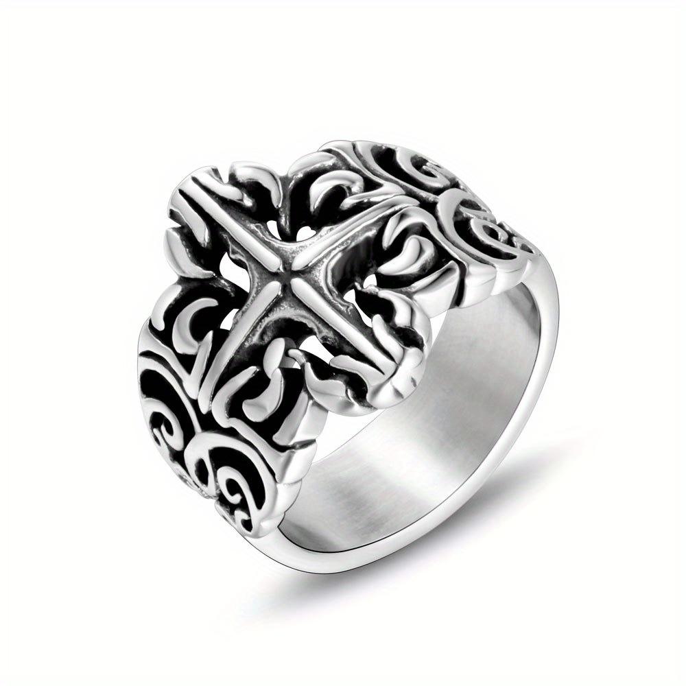 A Fashionable Retro Classical Pattern Personalized Titanium Steel Ring. Literary Y2K Polished Exquisite Ring. Suitable For Daily Street Wear And Gener 10