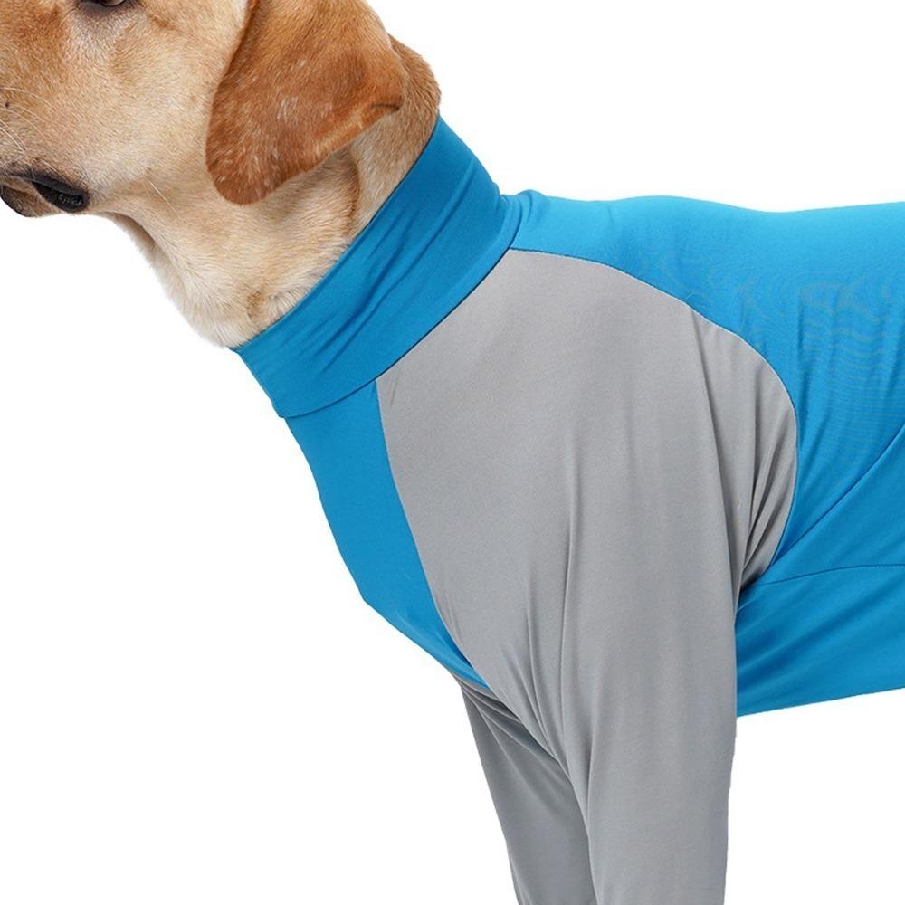 Blue Grey Color Dog Recovery Suit Four Leg Full Coverage Pet Pajamas Hair Shed Control