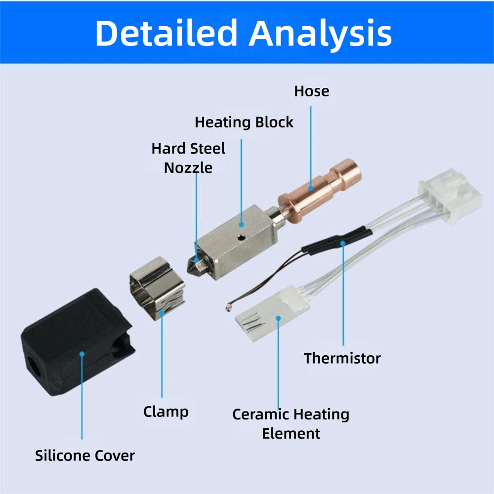 0.2mm 0.4mm 0.6mm 0.8mm 1.0mm Hot End Print Head Print Head Extruder Kit for Anycubic Kobra S1