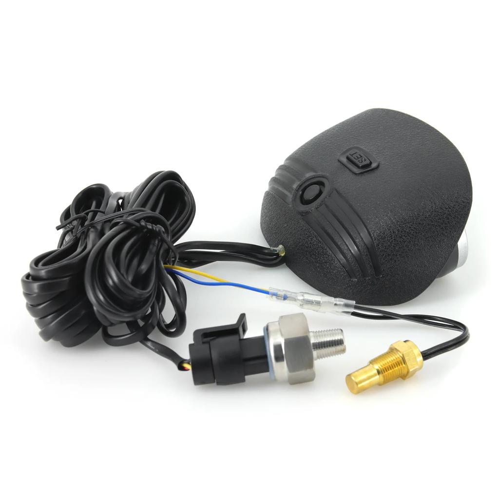 2 IN 1 LCD Gauge+Alarm Oil Pressure Gauge+Water Temperature Meter with Sensor 1/8NPT for Petrol Diesel Auto Car 12V24V