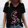 2024 Women T Shirt Summer Floral T-Shirt Plus Size Women's Clothing Oversized Designer Short Sleeve Shirt Women V Neck Blouse