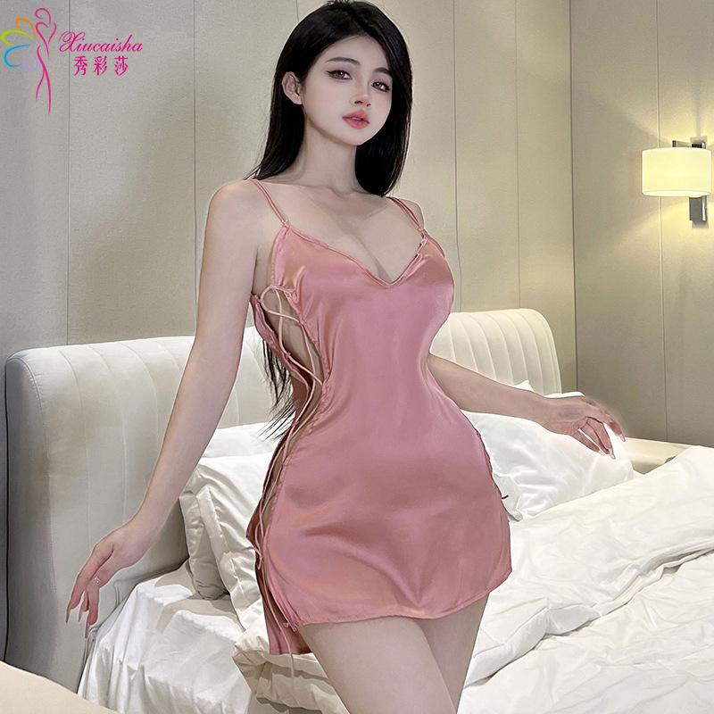 Xiucaisha Sexy Pajamas Female Seduction Lingerie Pure Desire Side Strap Large Size Passion Suspender Skirt Female Silky One Size