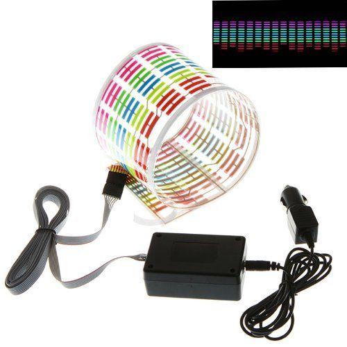 Colourful Flash Car Sticker Music Rhythm LED EL Light Lamp Sound Activated Equalizer Sound-activated LED lights Car styling