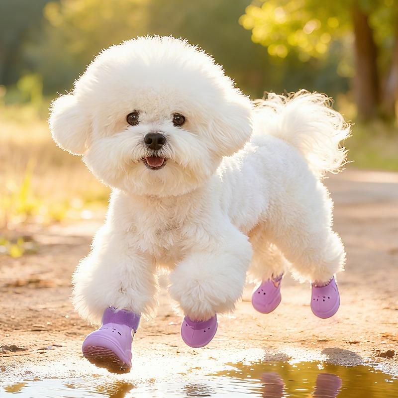 Breathable Dog Shoes Soft EVA Hollow Adjustable Dogs Sandals Waterproof Anti Slip Puppy Boots for Rainy Outdoor Walking Hiking