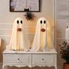 Light-Up Sherpa Ghosts with Pumpkin Cute Ghost Tabletop Decoration for Halloween Indoor Home Kitchen Fireplace Decor