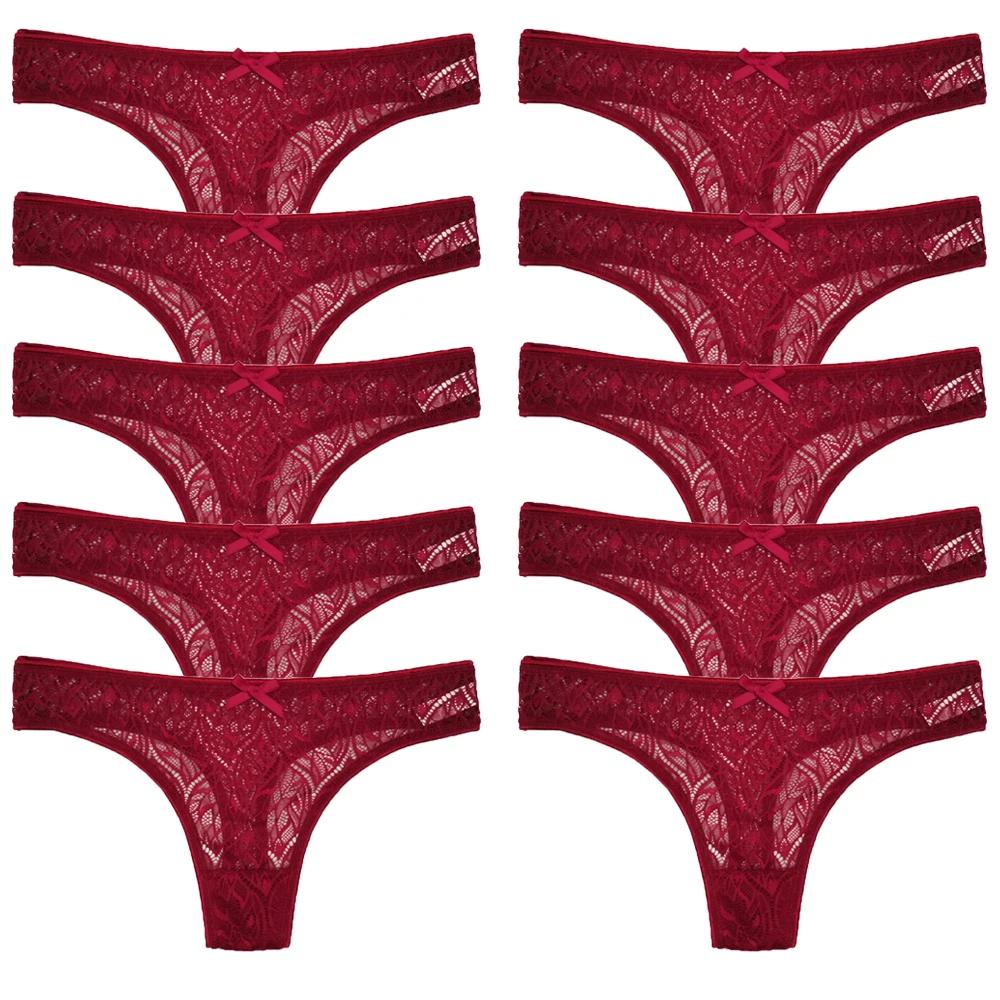 10 ks/sada Síťovaná krajka Průhledná tanga Dámské kalhotky Spodní prádlo Dámská bezešvá G-string Dámské spodní prádlo Intimní prádlo