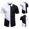 Camicia Casual da Uomo a Blocchi di Colore a Maniche Corte Larga Taglia Grande