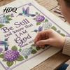 Stamped Cross Stitch Fabric Hummingbird Hydrangea Embroidery Kit Garden Faith DIY Kit Easy for Beginners with Psalm Fabric Beginner Hand Craft