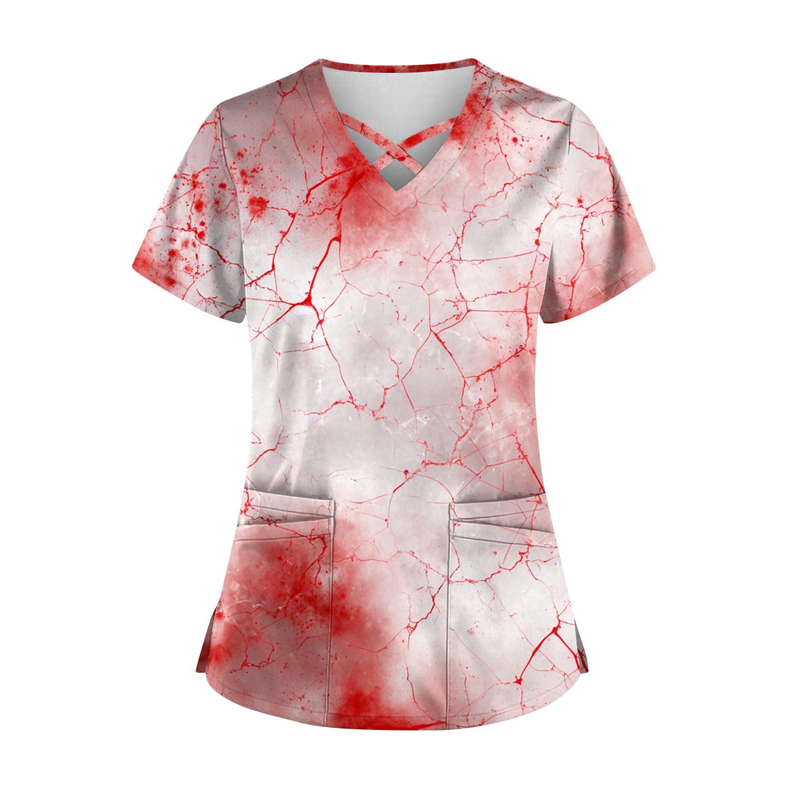 

Женский топ с коротким рукавом и V-образным вырезом, принтом и карманом Dry-nurse XXXXXL