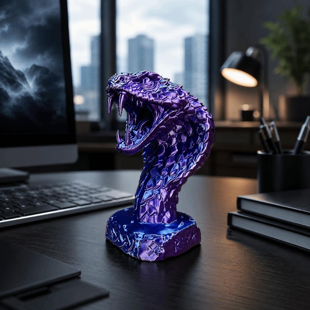 3D Printed Desktop Ornament Gothic Style Snake Figurine Cool Snake Head Statue Computer Desk