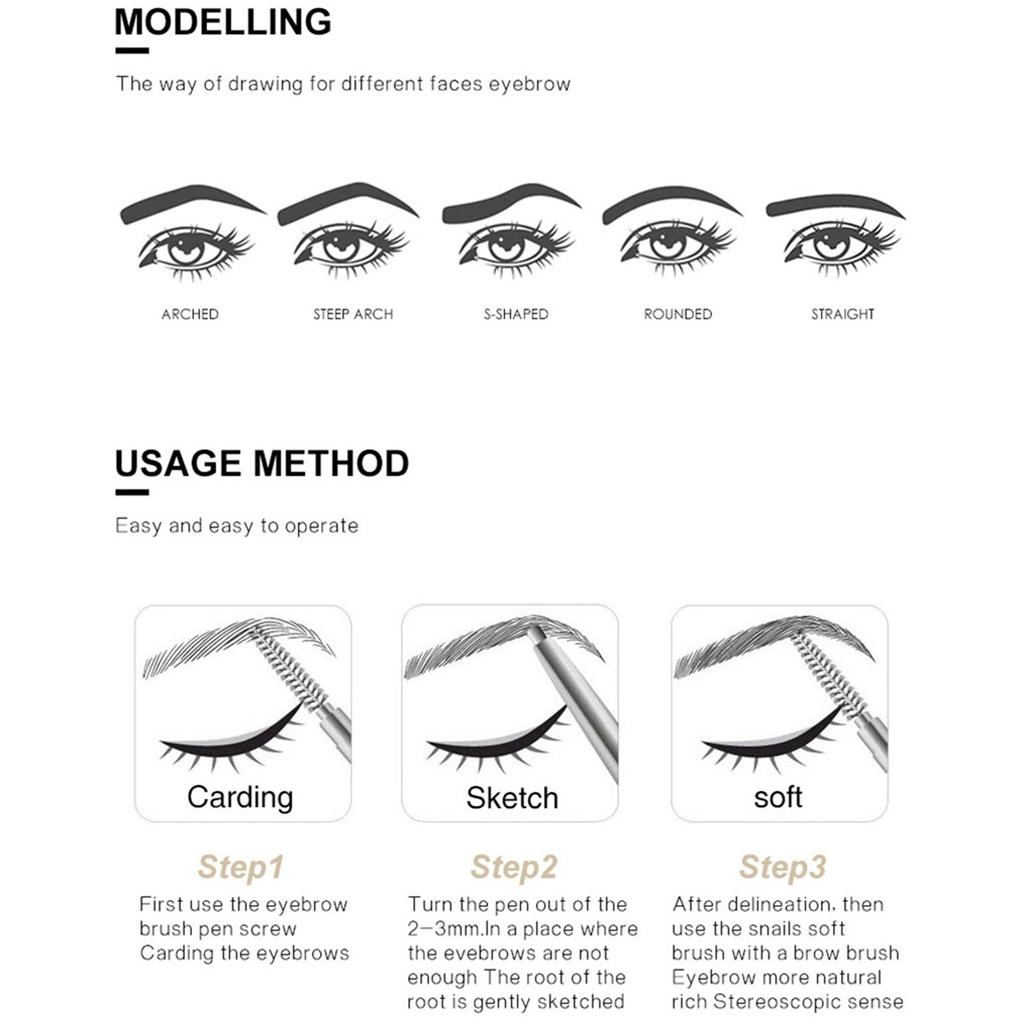 Eyebrow Pencil Long Lasting -Proof Pen Rotate Eyebrow Brush Eye Makeup Tool