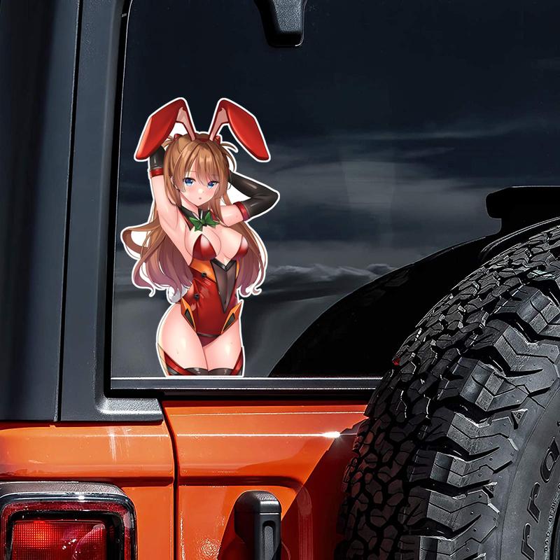 DM84#8.5x15cm Cute Anime Girl With Red Rabbit Ears Vinyl Car Sticker  Waterproof Vinyl Decal Car Accessories Decor