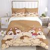 3pcs Chip 'n' Dale Printed Bedding Set, Breathable And Soft, Machine Washable, Christmas Gift, Suitable for Bedroom Decoration, 081