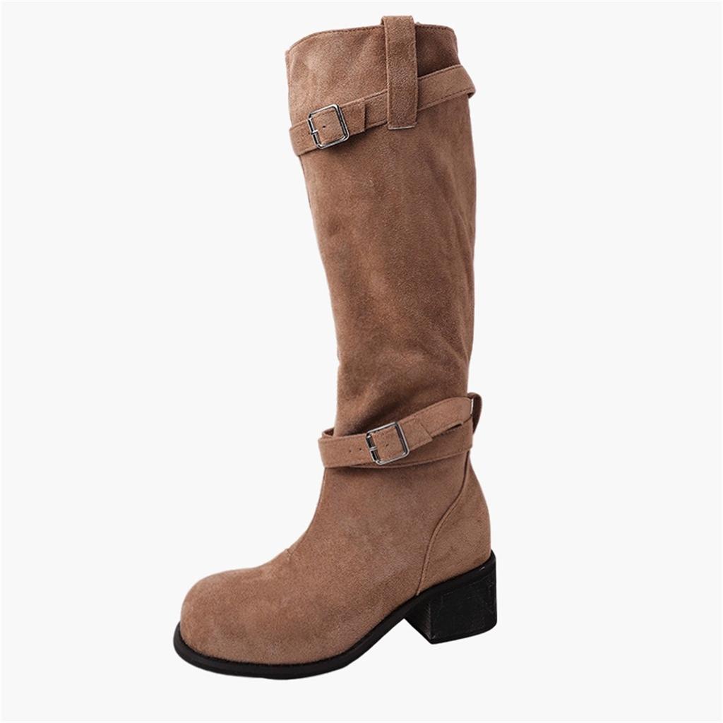 Suede Maillard Boots Long Boots Women's New Pile Boots Wasteland Thick Heels