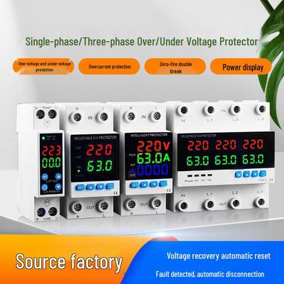 Adjustable Over/Under Voltage & Overcurrent Protector with Dual Break Metering & Self-Resetting Overload Limiter – Single/Three-Phase Compatible
