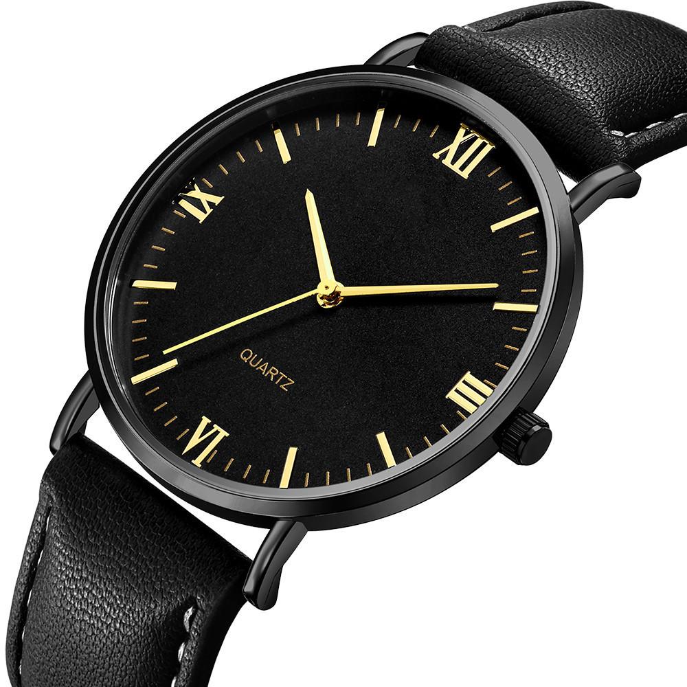 Men'S Roman Scale Ultra-Thin Quartz Belt Watch, Versatile Simple Casual Men'S Watch Student Watch