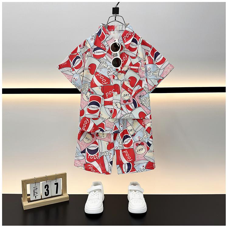 Trendy Boys' Street Style Summer Beachwear Two-Piece Set