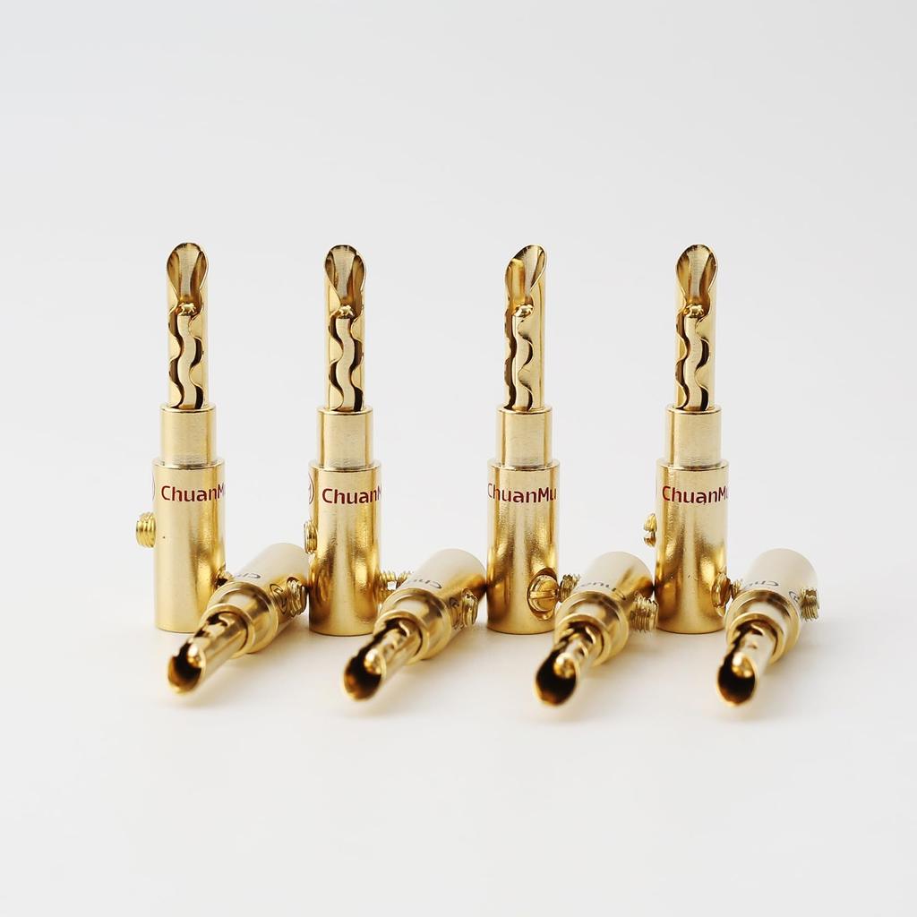 24K Gold Speaker High Connection Stable Speaker Audio KawakiBanana Plugs, 8-Pack, Plated, Plugs, Screw-Type, Strength, Transmission, Wiring, DIY,