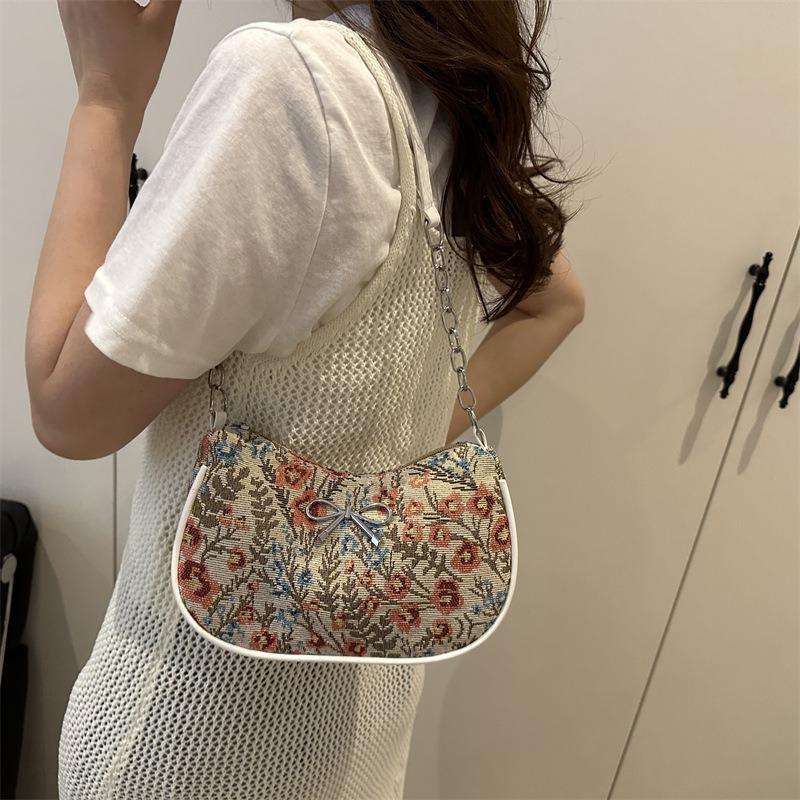 Beautiful Trend Casual Lightweight Versatile Popular Design Bow Chain Shoulder Armpit Bag Handbag