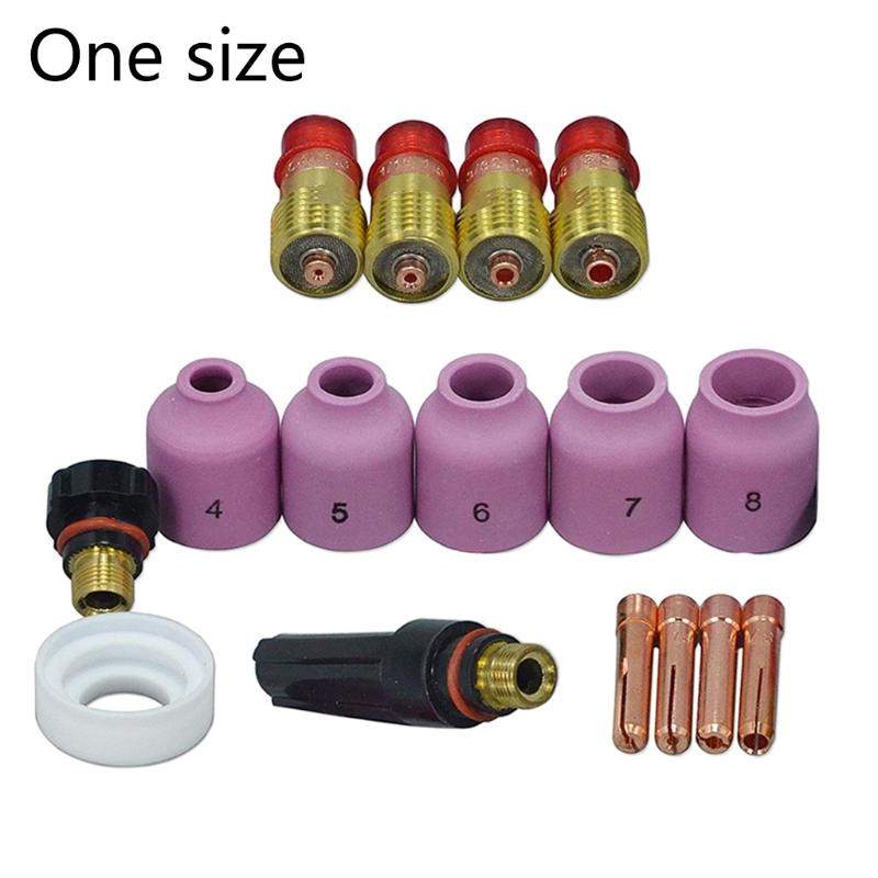 Replaceable 16pcs TIG Welding Torches Stubby Gas Lens Collets Alumina Nozzles Back Cap Kit For SR WP 17 18 26 Series