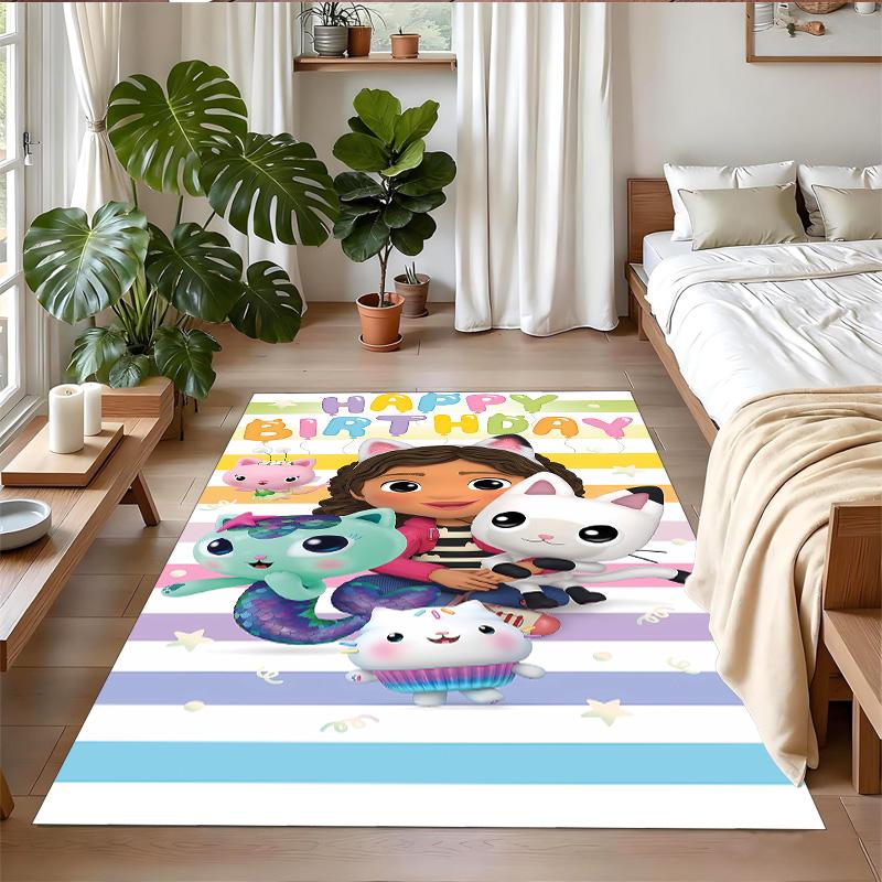 Anti‑Slip Crystal Velvet Floor Rug, Gabby's Dollhouse Design Carpet for Indoor Living Bedroom Home Decoration