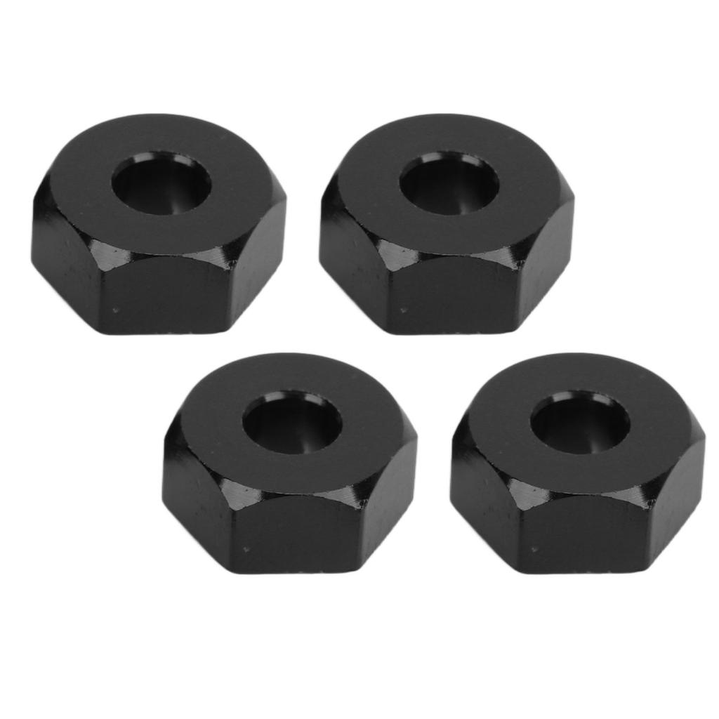 4PCS 12mm Hex Wheel Hub Mount Aluminum Alloy RC Car Hex Drive Adapter Replacement for MJX 14210 16208 Black