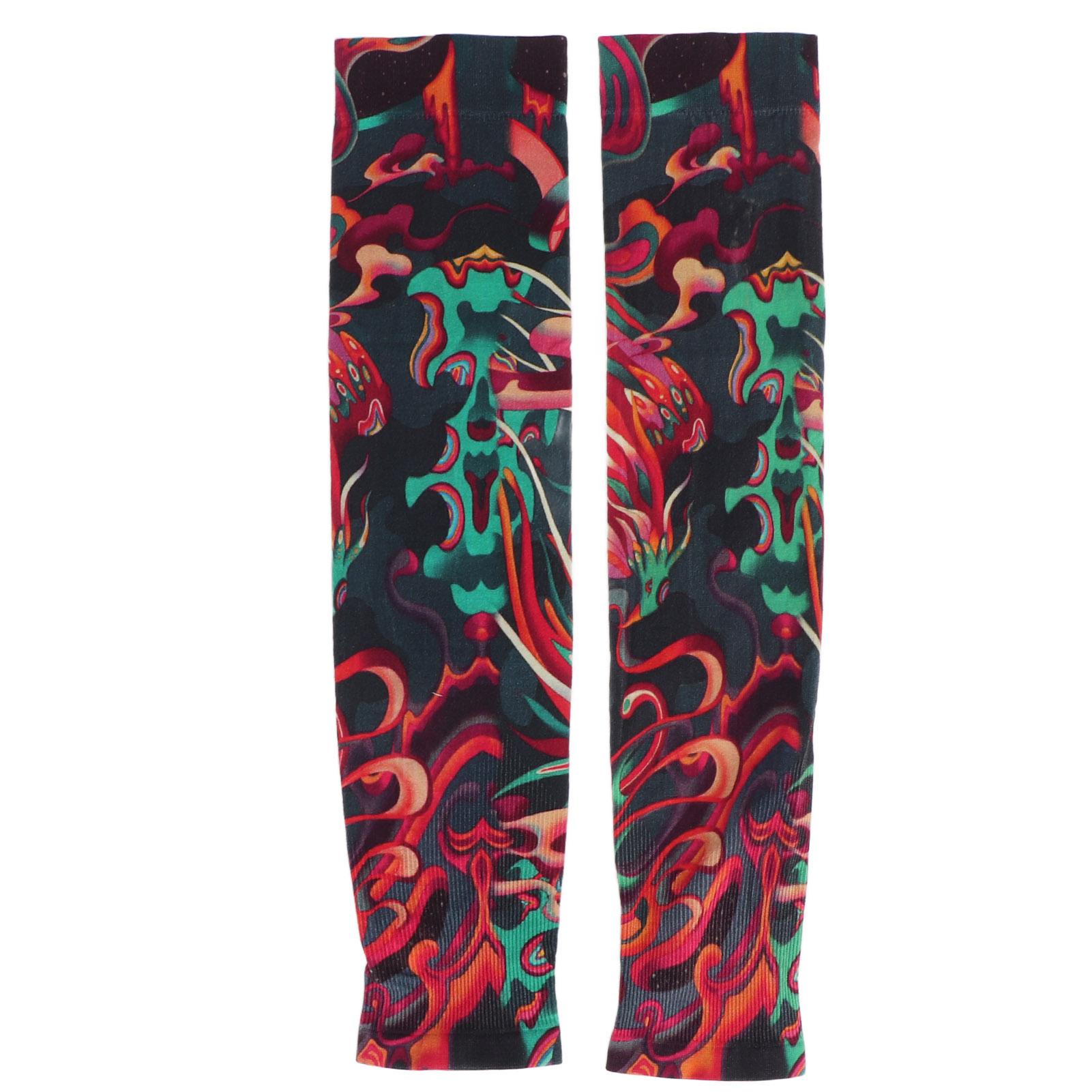 

Летние рукава с рисунком татуировки на открытом воздухе Ледяной шелк Бесшовные рукава для защиты от ультрафиолета для езды на велосипеде Дривин