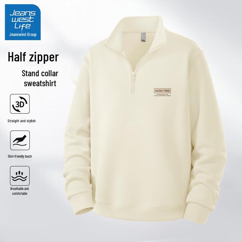 JEANSWEST LIFE Men s American Style Half-Zip Hoodie