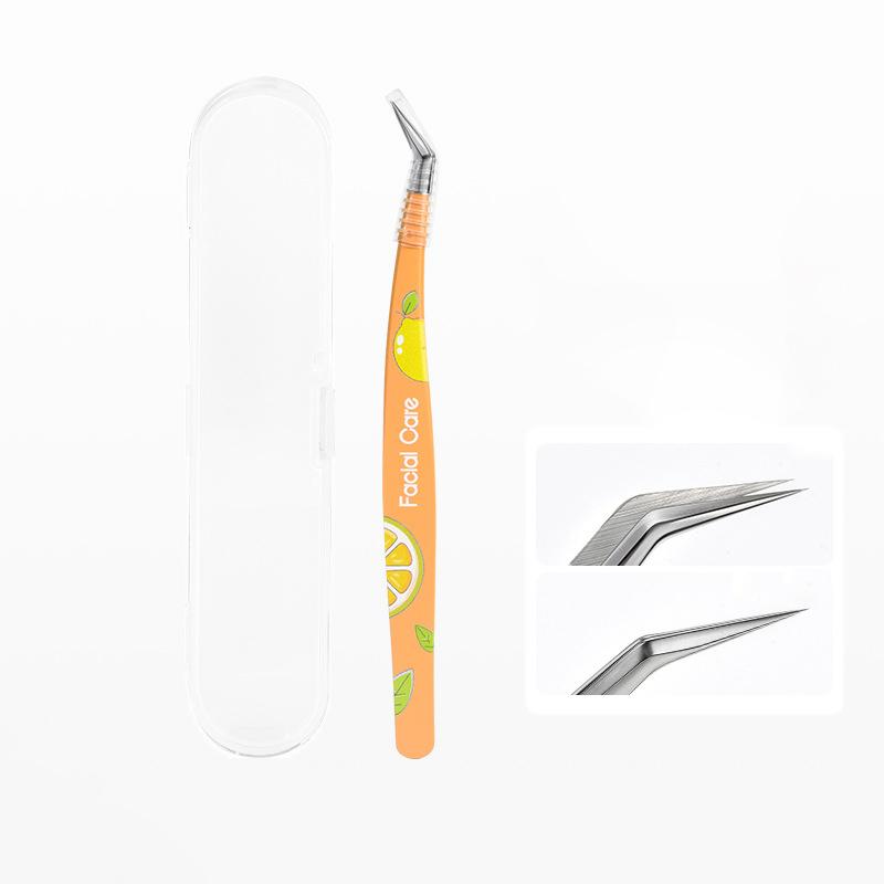 

Cute Cartoon Print Eyelash Tweezers Set - Precision Curved Tweezers for Eyelash Extension, Facial Hair Removal помаранчевий