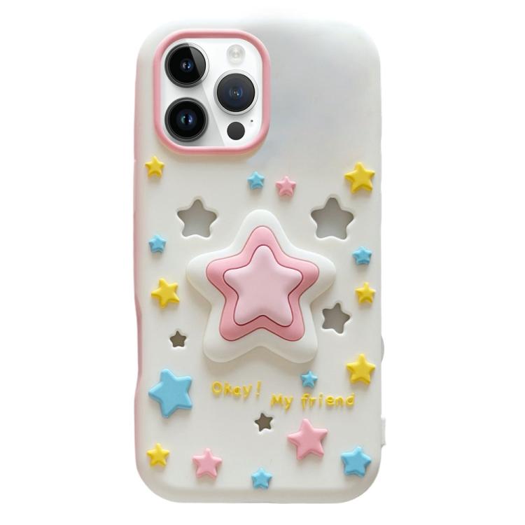 Hollow Pressable Star Silicone Phone Case, Stress Relief 3D Star Shockproof Anti-Scratch Protective Cover For iPhone 18 Pro Max / 17 Pro Max