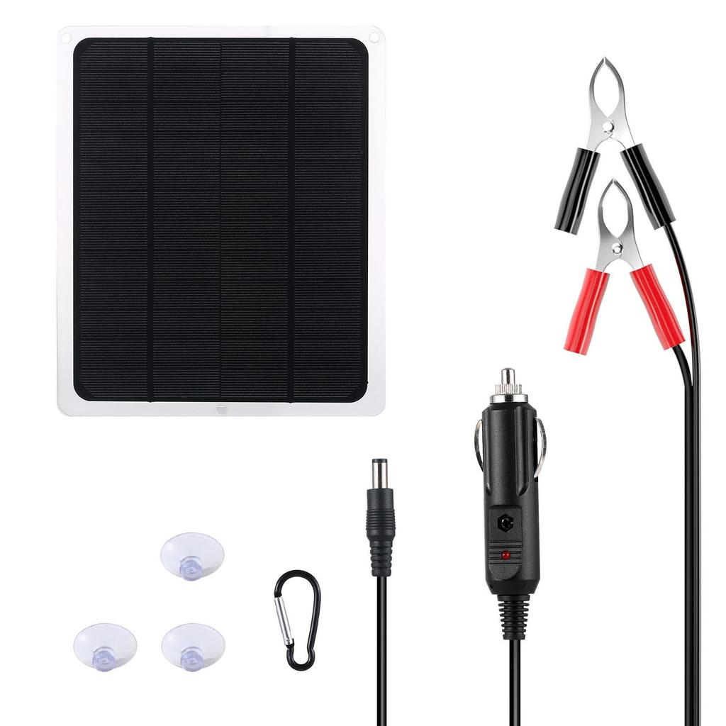 Upgraded Solar Battery Trickle Charger Maintainer 12V Portable Waterproof Solar Panel Trickle Charging Kit for Car