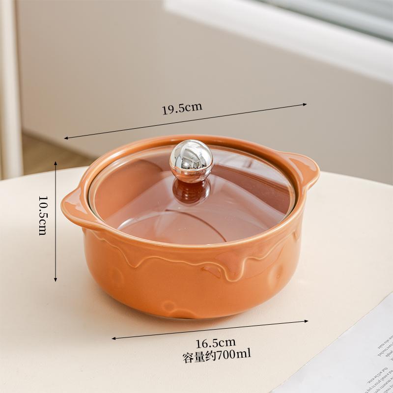 

6.5 Inch Ceramic Bowls Household New Solid High Aesthetic Dining Tableware Cream Wind Underglaze Colour Instant Noodles Bowl 6.5 inch кавовий