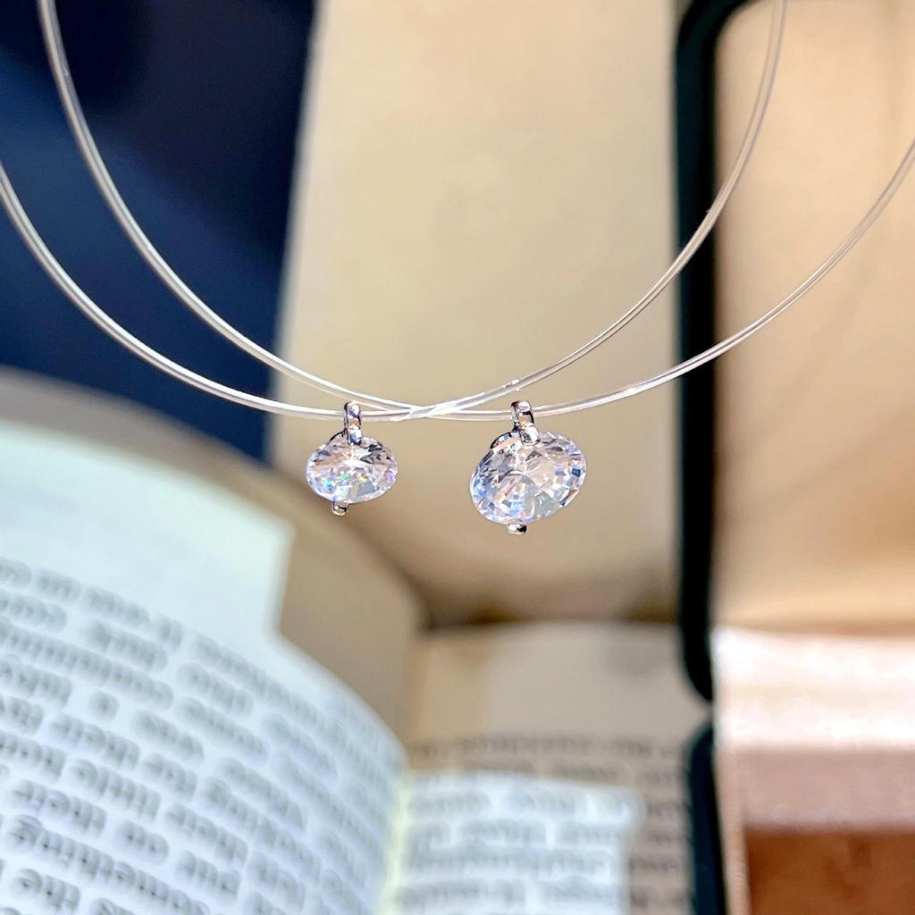 Mermaid's Tear Zirconia Invisible Fishing Line Necklace: Women's Versatile Moissanite-Style Zirconia Clavicle Chain