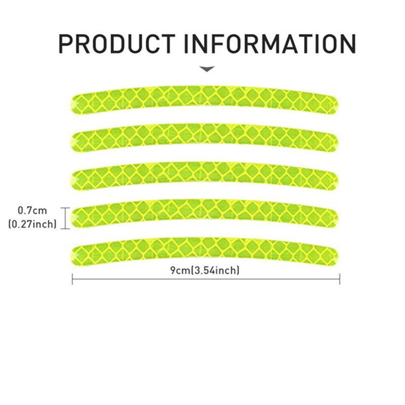 Self-adhesive Car Tire Reflective Stripes 20PCS Waterproof Night Warning Stickers for Wheel Hub Safety Driving