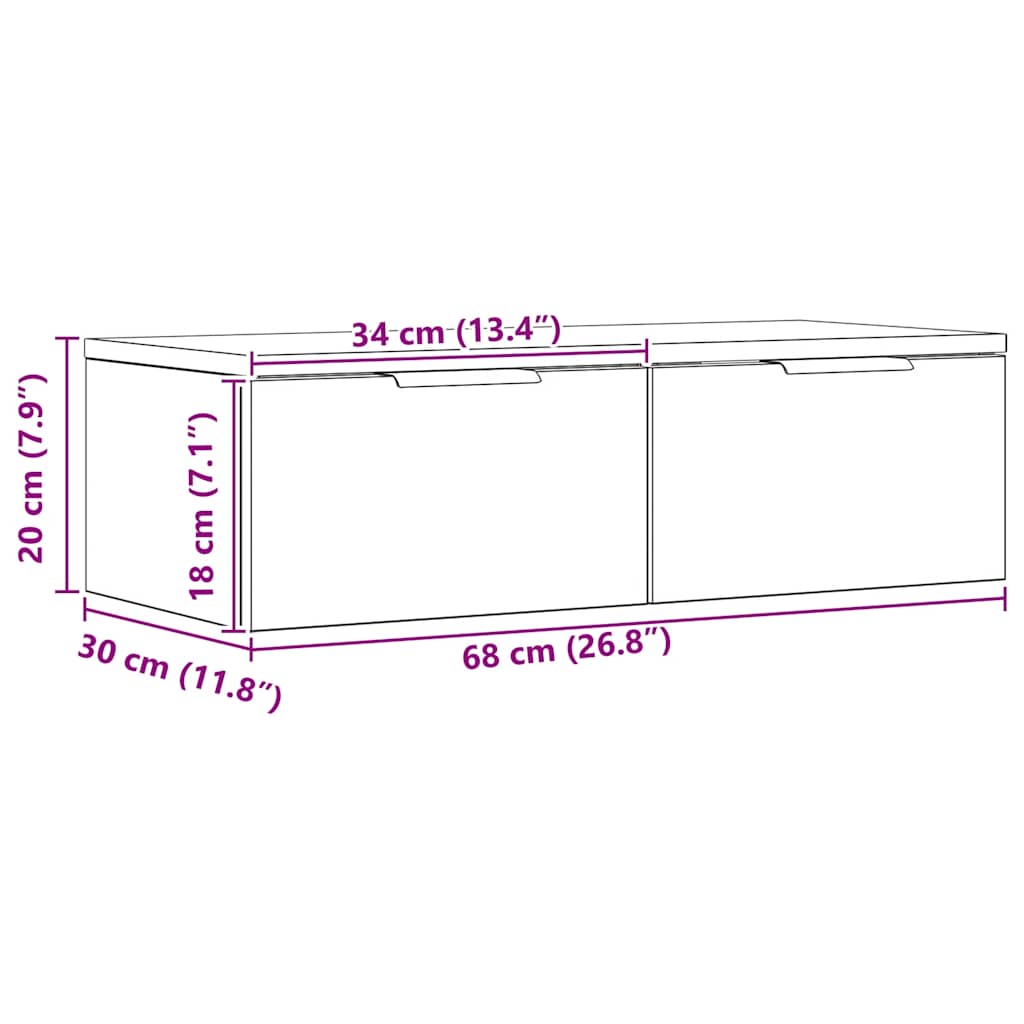 Wohnzimmer-Schubladenschrank für Fernseher, wandmontierter Dekorations- und Aufbewahrungsschrank, 68x30x20 cm