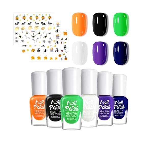 9PCS Halloween Nail Set, Water-Based Nails, Unscented, Non-Toxic, For Kids, Quick Dry Nail Polish, Peelable Nails, Quick Dry Nails, Manicure, Perfect