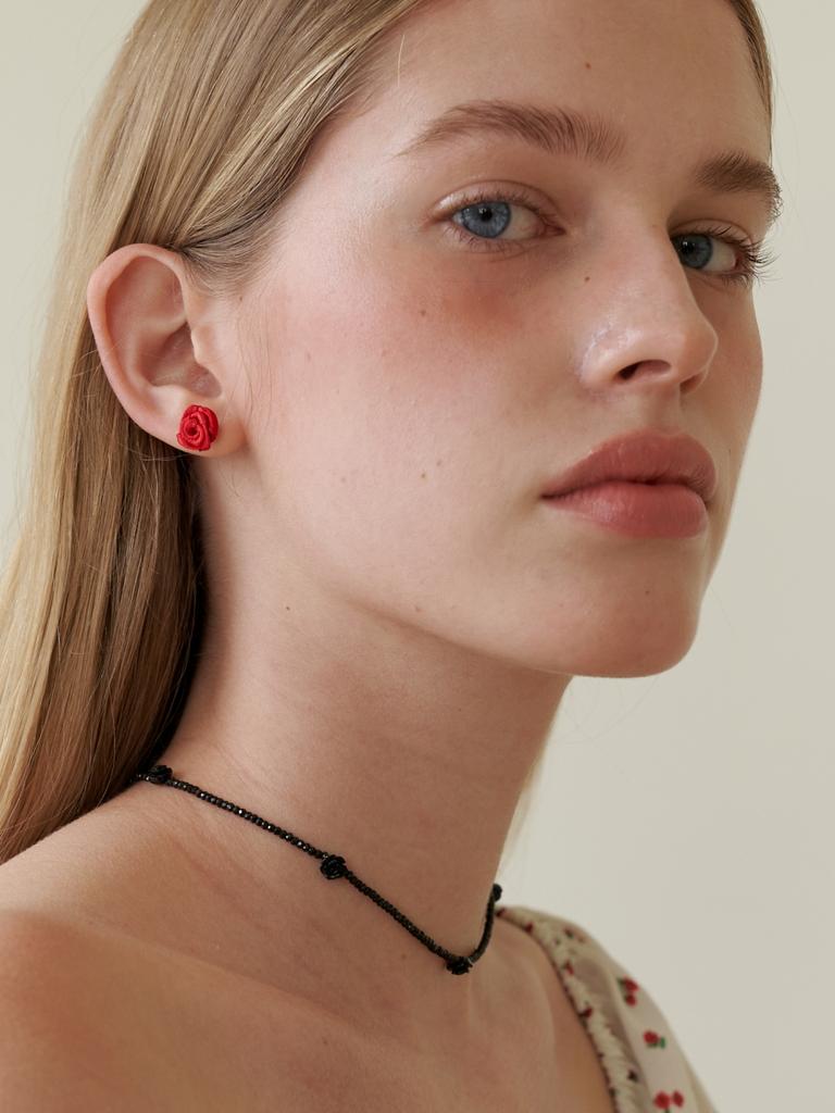 Love Me Monster Satin Rose Earrings