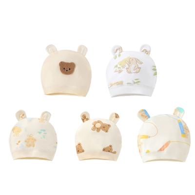 Lovely Newborn Hospital Hat Preemie Boys Girls Beanie Solid with Animal Pattern Infant Baby Hats for Spring Autumn Gift