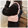 Women's Floral Print Drawstring Nylon Shoulder Bag, Sweet Style Bowknot Single Strap Handbag, Korean Fashion Casual Crossbody Purse