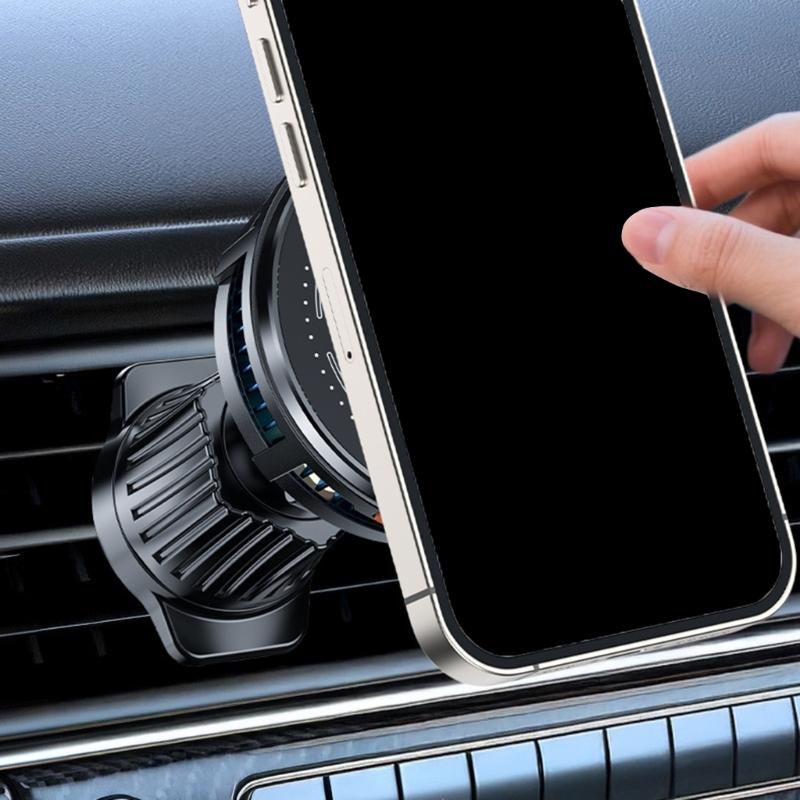 Adjustable Car Air Vent Phone Mount Magnetic Semiconductor Cooling 3 Speed Power Control for 4-7Inch Smartphones
