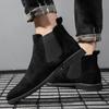 Fashion Men's Chelsea Boots British Style Slip On Shoes Comfortable Suede Leather Business Dress Shoes Elastic Strap Ankle Boots
