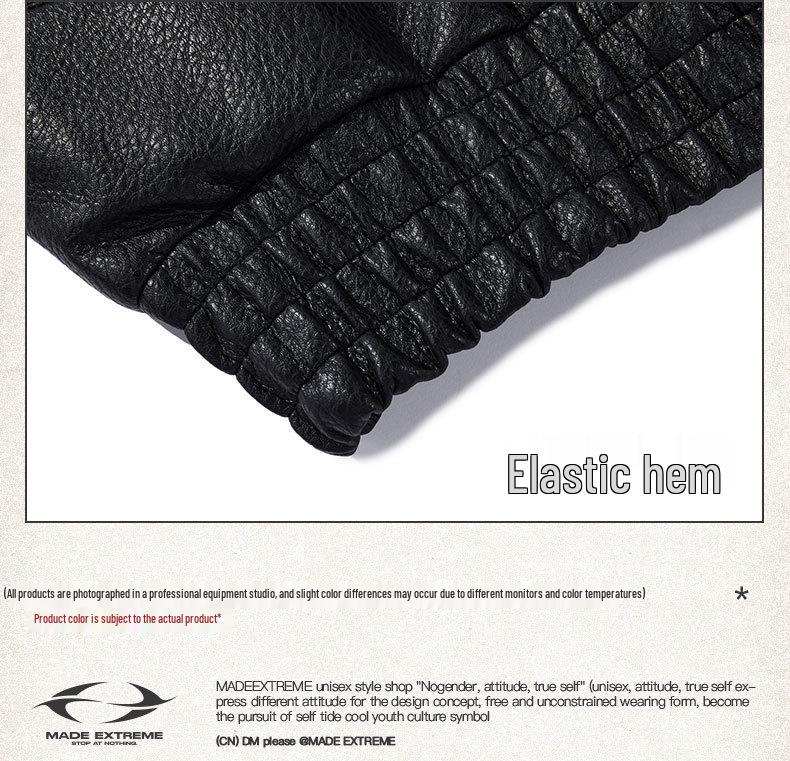 BLACKAIR Unisex Retro Street Cleanfit Lychee PU Leather Jacket