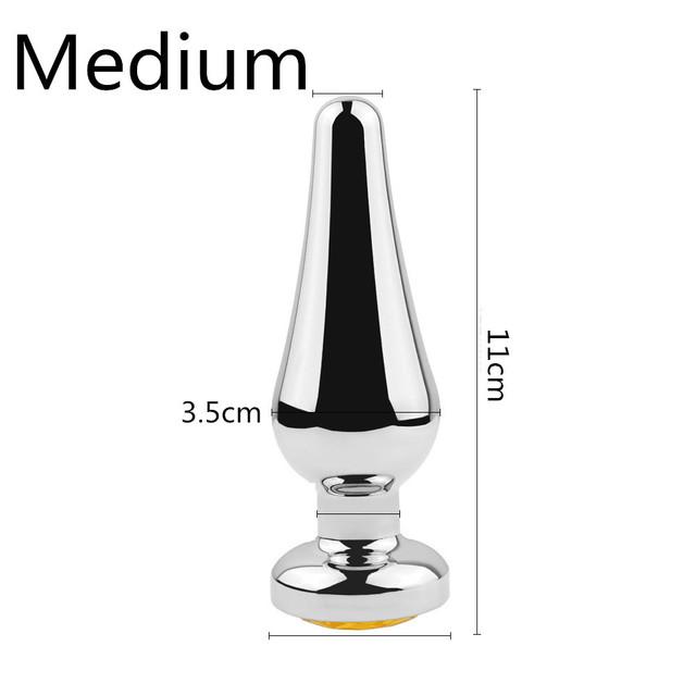 Smooth Stainless Steel Anal Plug Jeweled Butt Plug for Beginner G-spot Massager Sex Toys Dildo for Female Male Anal Beads S/M/L