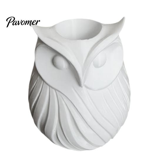 Frosted Texture Pen Holder 3D Printed Owl Holder, 2 in 1 Flower Vase Pencil Desk Organizer, Cute Plastic Makeup Brush Home Office Decor